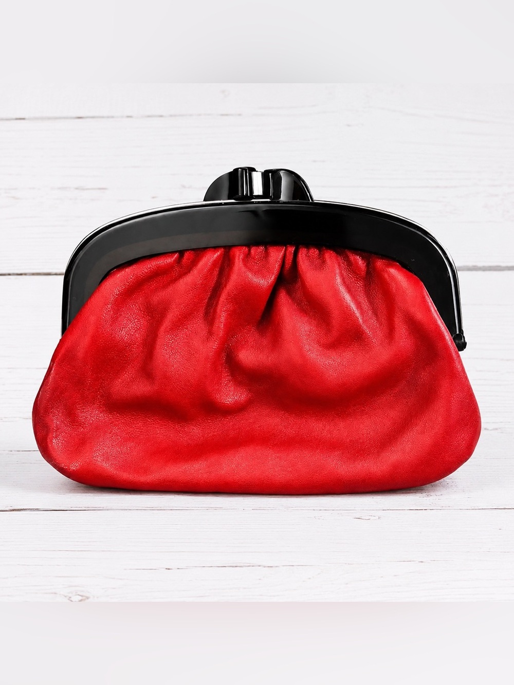 Vintage Pappagallo Red Clutch with Black Frame